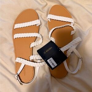NWT Forever 21 Tan and White Braided Sandals